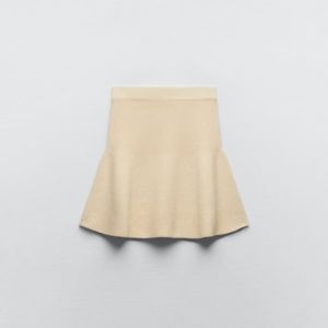 NWOT Zara Knit Stretchy Cream Skirt Women's Size Medium